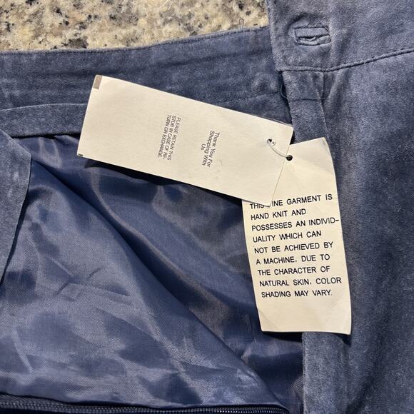 Jon Lawrence Vintage Leather Patchwork Skirt Women 20W Blue Leather 90s Western - Picture 10 of 11